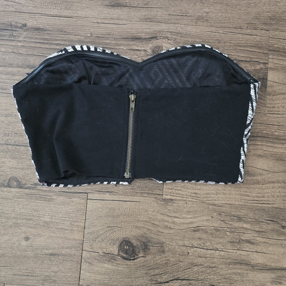 Lush Black and White Strapless Crop Top - Picture 2 of 2